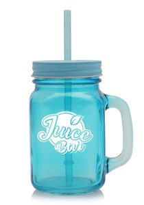 15 oz. Colored Mason Jars with Straw