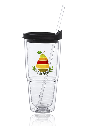 24 oz. Double Wall Solid Clear Orbit  Acrylic Tumblers
