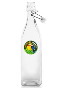 34 oz. Wire Lid Square Glass Carafe Water Bottles