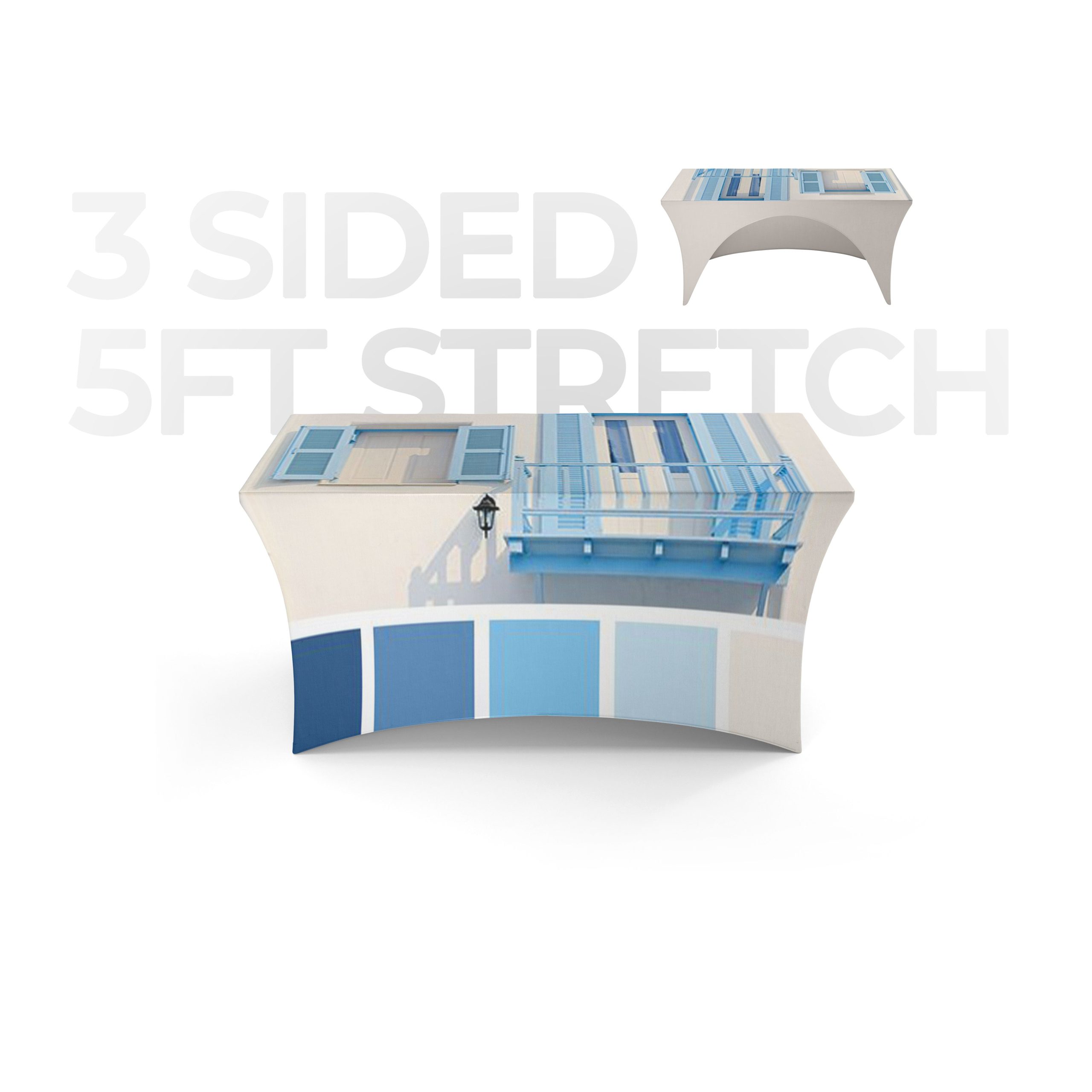5 ft Stretch Tablecover (3 Sided) Open Back