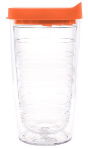 Clear Tumbler With Orange Lid