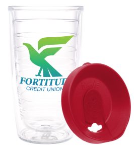 Clear Tumbler With Red Lid