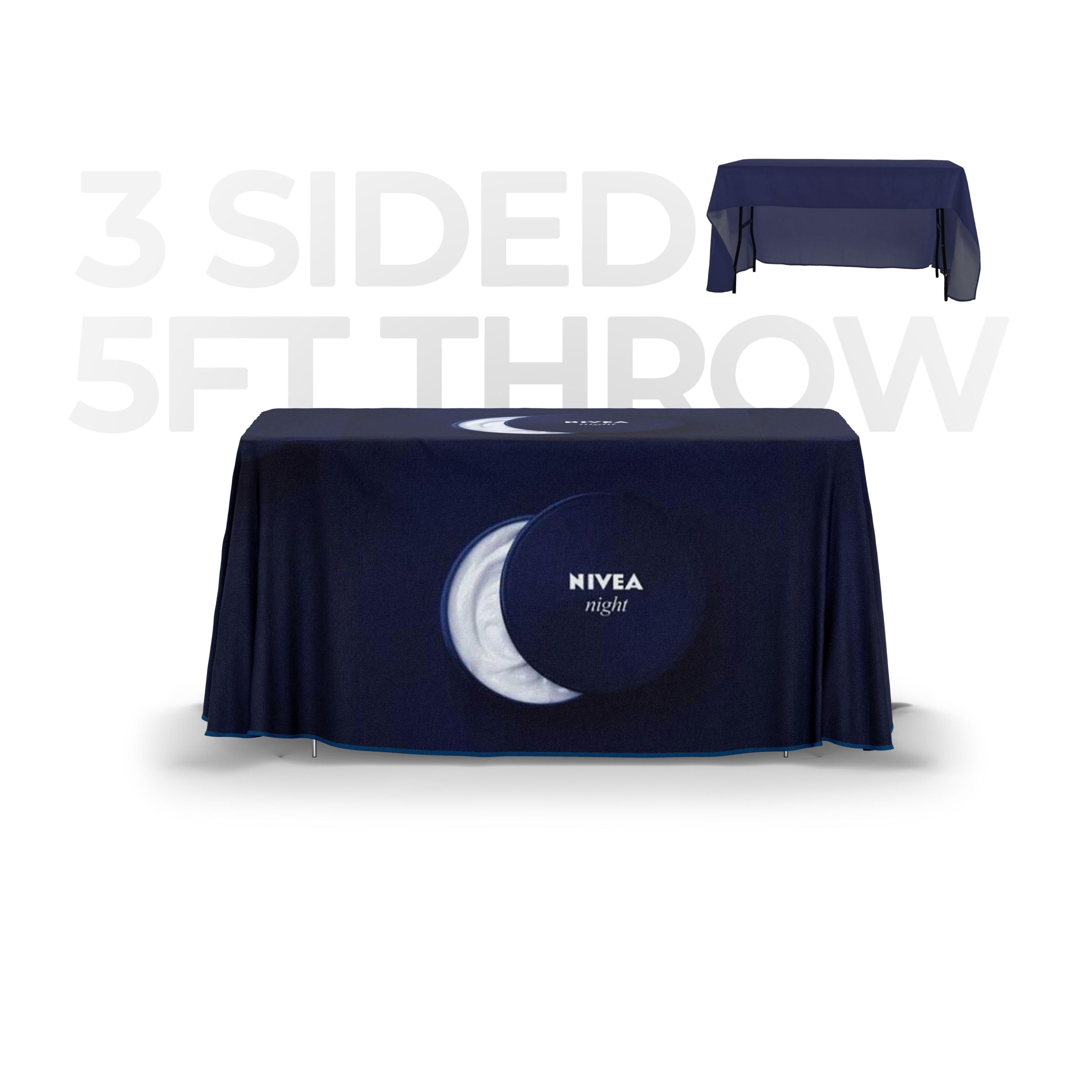 5 ft Throw Tablecover (3 Sided) Open Back
