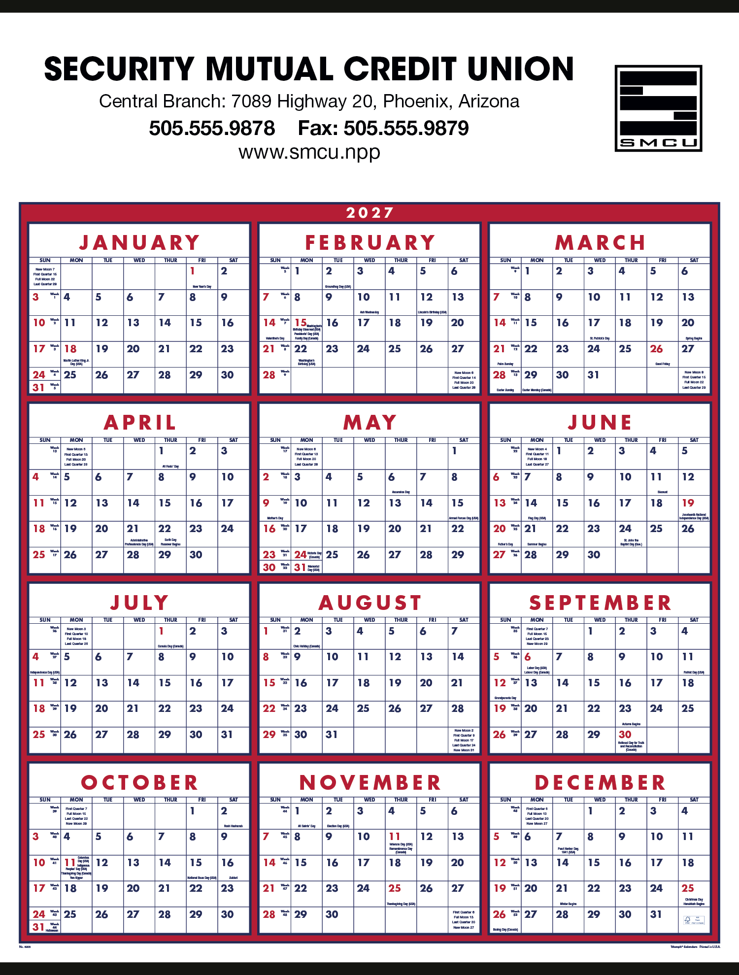 Triumph® Calendars Span-A-Year Calendar
