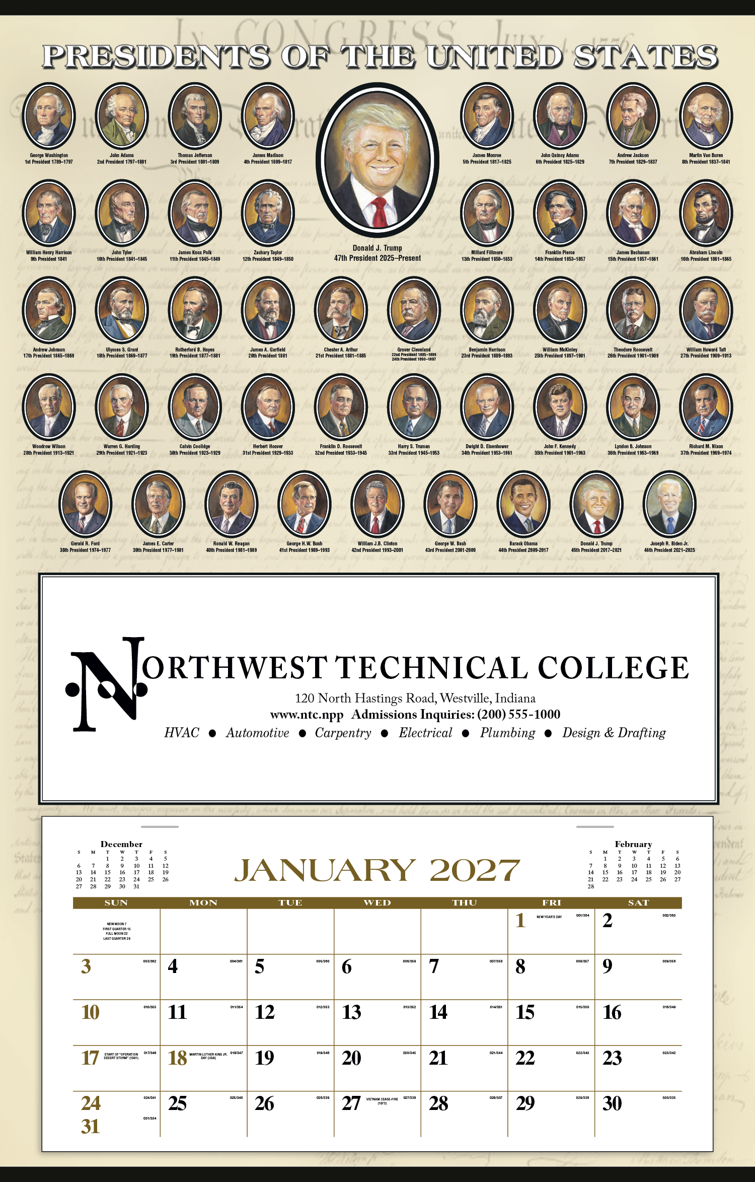 Triumph® Calendars Presidents Hanger 12-Month Calendar