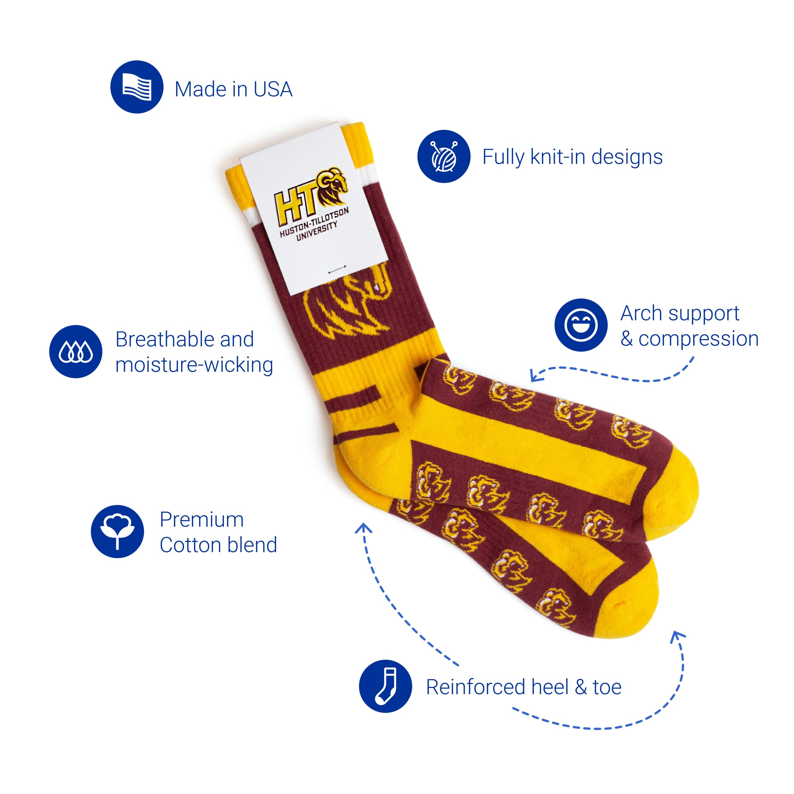 Custom Knit Cotton Crew Athletic, Performance, and Sports Socks - Image 3