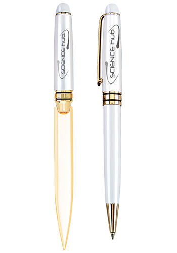 Danish-I Brass Letter Opener with GS Double Pen Set