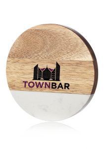 Round Marble and Wood Coasters with Bottle Opener